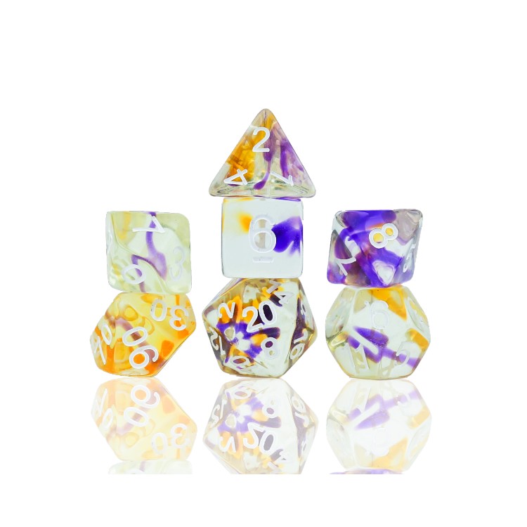 SIRIUS DICE 7CT POLY DICE SET: TRANSLUCENT: VIOLET SWIRL