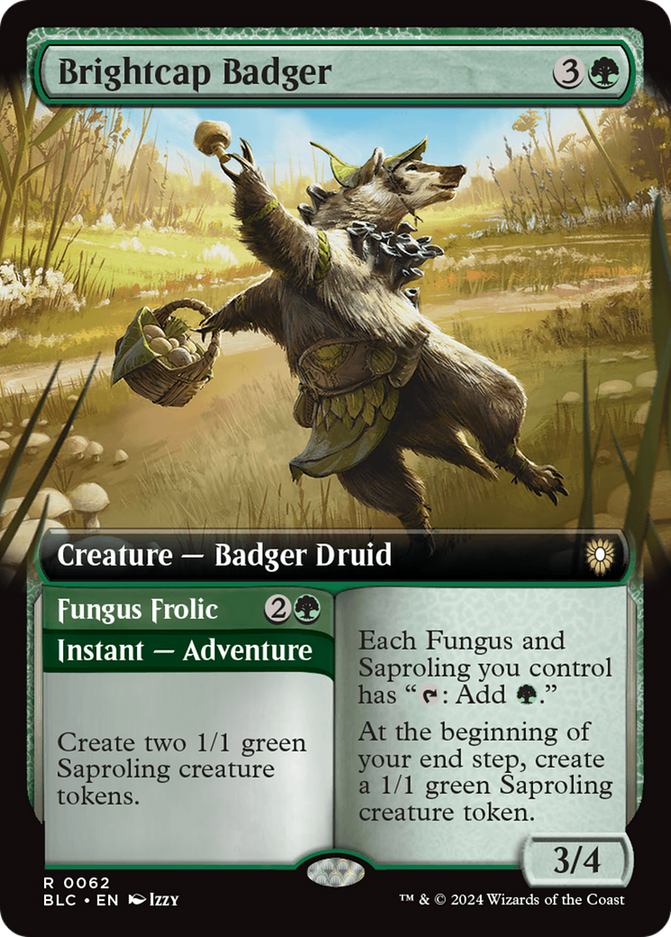 Brightcap Badger // Fungus Frolic (Extended Art) [Bloomburrow Commander] - Paradise Hobbies LLC