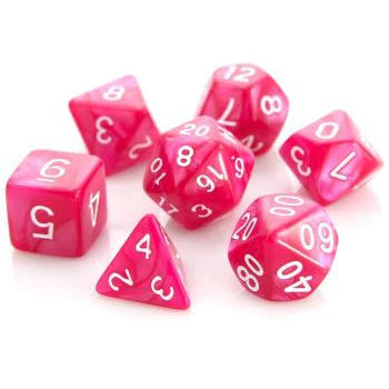 Die Hard Dice: 7 Piece RPG Set - Rose Swirl with White - Paradise Hobbies LLC