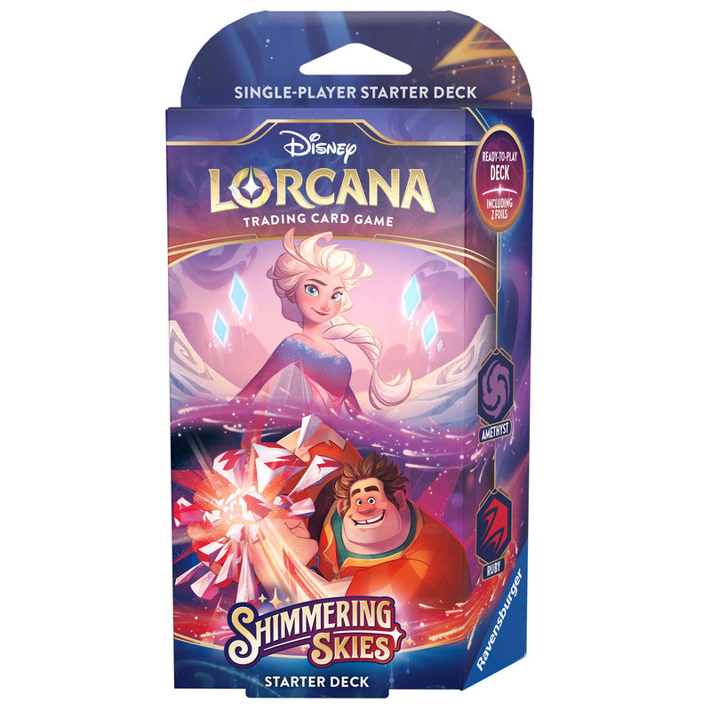 Disney Lorcana: Shimmering Skies - Starter Deck (Amethyst & Ruby) - Paradise Hobbies LLC