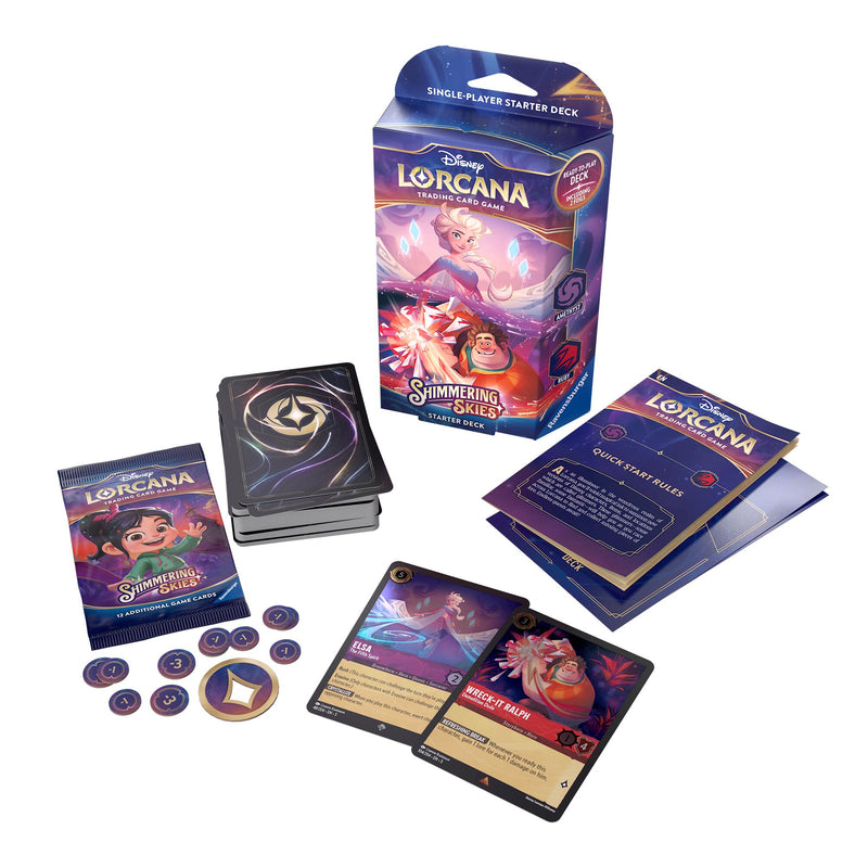 Disney Lorcana: Shimmering Skies - Starter Deck (Amethyst & Ruby) - Paradise Hobbies LLC