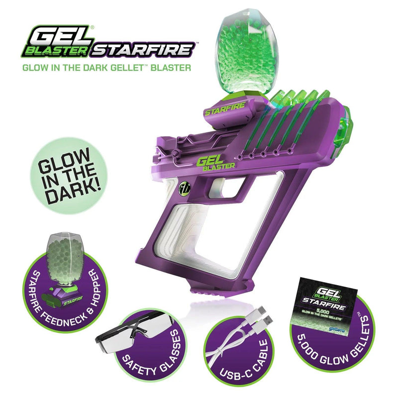 Gel Blaster STARFIRE, Glow-in-the-Dark Gellet Blaster, with 5,000 Starfire Glow-in-the-Dark Gellets - Paradise Hobbies LLC