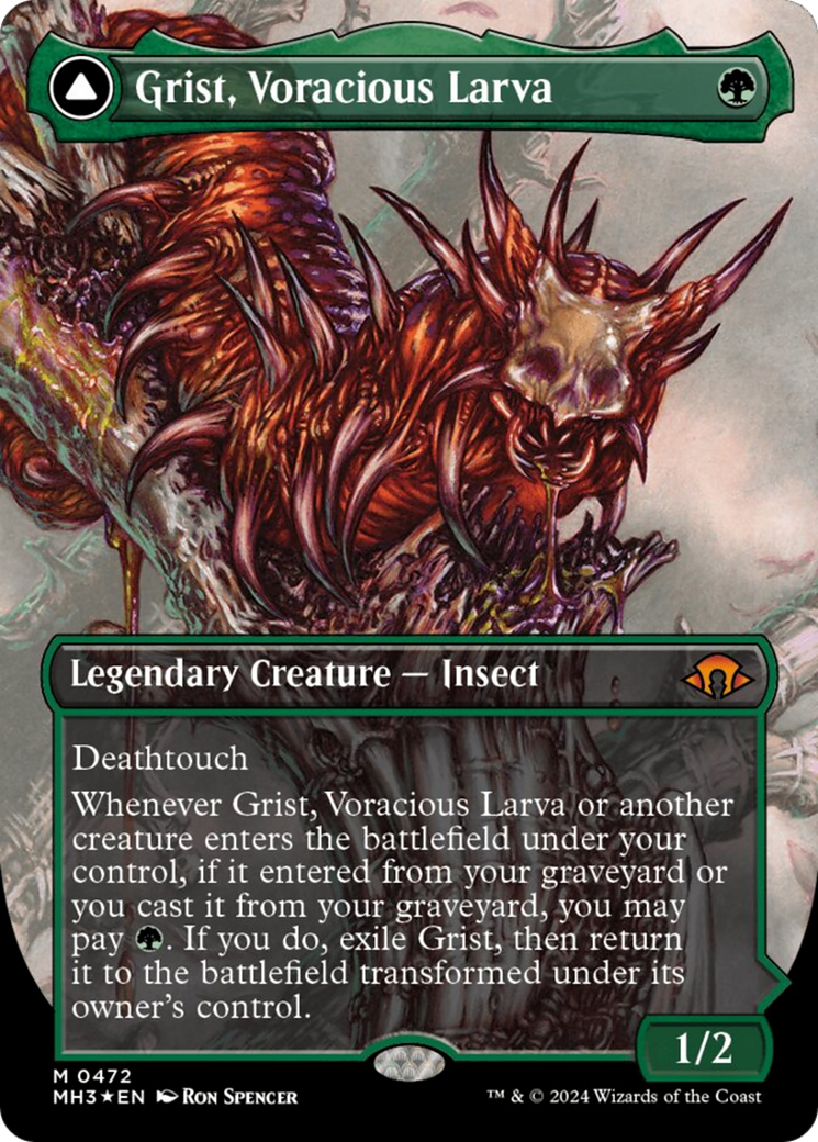 Grist, Voracious Larva // Grist, the Plague Swarm (Borderless) (Textured Foil) [Modern Horizons 3] - Paradise Hobbies LLC