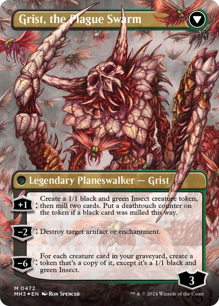 Grist, Voracious Larva // Grist, the Plague Swarm (Borderless) (Textured Foil) [Modern Horizons 3] - Paradise Hobbies LLC