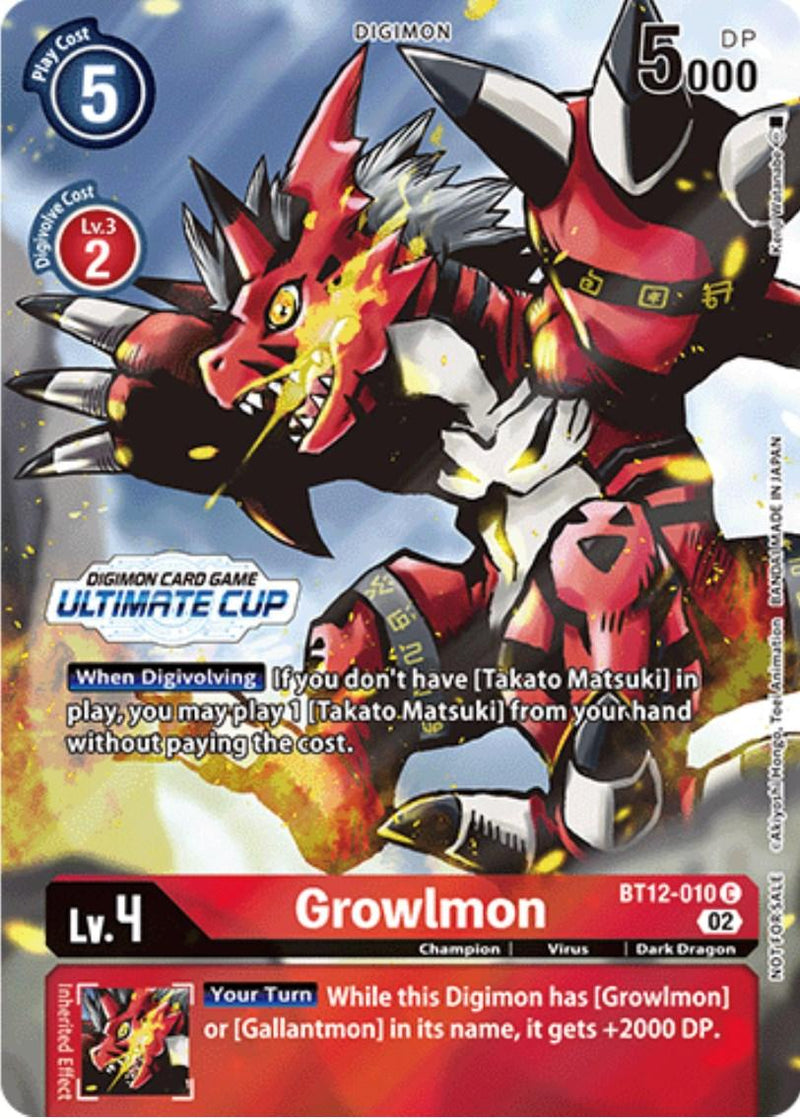 Growlmon [BT12-010] (Ultimate Cup) [Across Time Promos] - Paradise Hobbies LLC