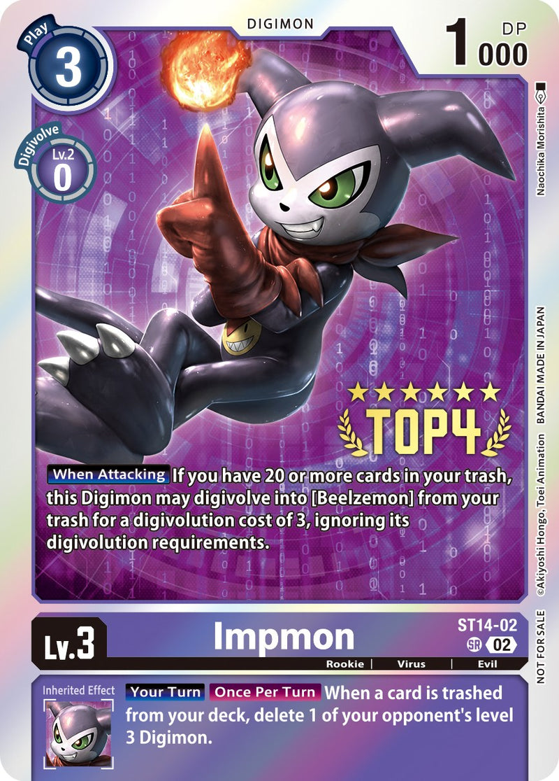 Impmon [ST14-02] (Digimon 3-On-3 November 2023 Top 4) [Starter Deck: Beelzemon Advanced Deck Set] - Paradise Hobbies LLC