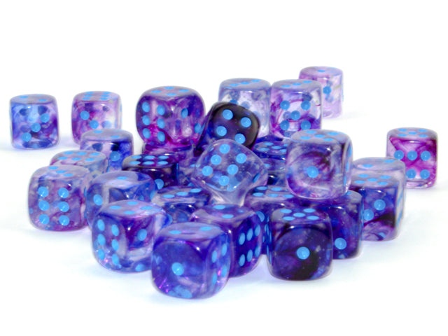 Nebula Nocturnal/blue Luminary 12mm d6 Dice Block (36 dice) - Paradise Hobbies LLC