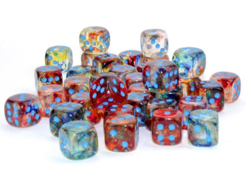 Nebula Primary/blue Luminary 12mm d6 Dice Block (36 dice) - Paradise Hobbies LLC