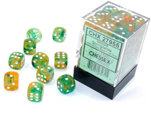 Nebula Spring/white Luminary 12mm d6 Dice Block (36 dice) - Paradise Hobbies LLC