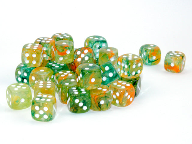 Nebula Spring/white Luminary 12mm d6 Dice Block (36 dice) - Paradise Hobbies LLC