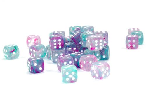 Nebula Wisteria/white Luminary 12mm d6 Dice Block (36 dice) - Paradise Hobbies LLC