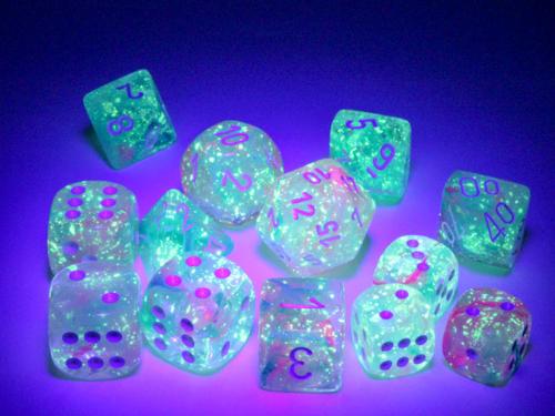 Nebula Wisteria/white Luminary 12mm d6 Dice Block (36 dice) - Paradise Hobbies LLC