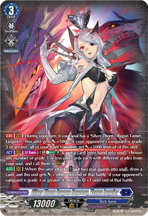 Silver Thorn Dragon Empress, Venus Luquier (DZ-BT03/SR11EN) [Dimensional Transcendence] - Paradise Hobbies LLC