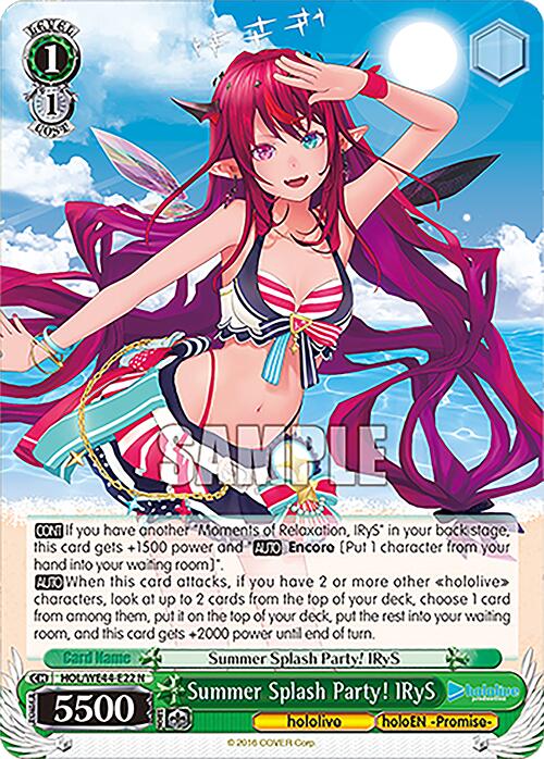 Summer Splash Party! IRyS (HOL/WE44-E22 N) [hololive production Summer Collection Premium Booster] - Paradise Hobbies LLC