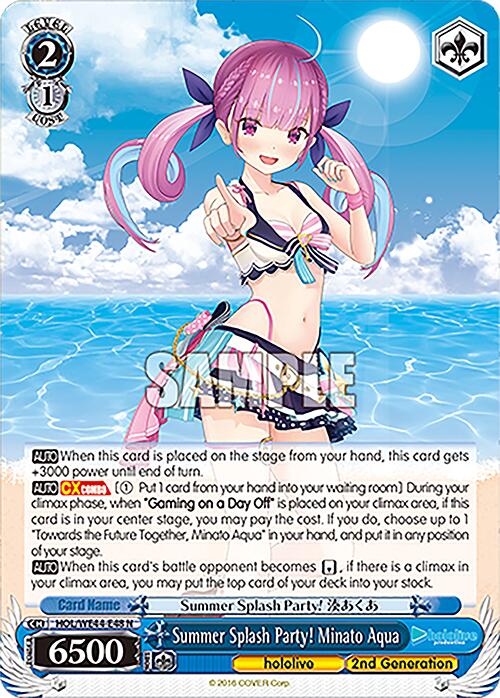 Summer Splash Party! Minato Aqua (HOL/WE44-E48 N) [hololive production Summer Collection Premium Booster] - Paradise Hobbies LLC