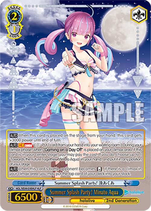 Summer Splash Party! Minato Aqua (HOL/WE44-E48HLP HLP) [hololive production Summer Collection Premium Booster] - Paradise Hobbies LLC