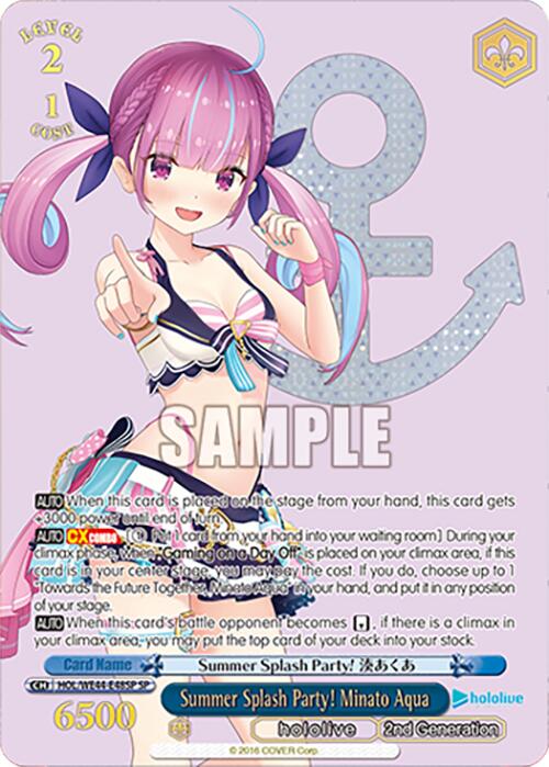 Summer Splash Party! Minato Aqua (HOL/WE44-E48SP SP) [hololive production Summer Collection Premium Booster] - Paradise Hobbies LLC