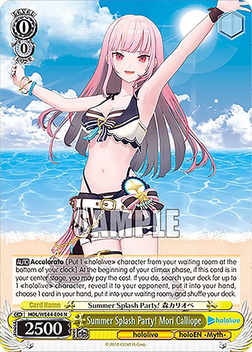 Summer Splash Party! Mori Calliope (HOL/WE44-E04 N) [hololive production Summer Collection Premium Booster] - Paradise Hobbies LLC