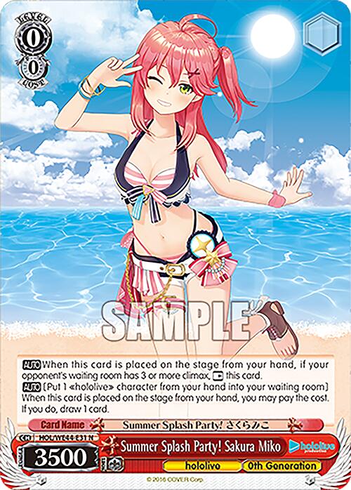 Summer Splash Party! Sakura Miko (HOL/WE44-E31 N) [hololive production Summer Collection Premium Booster] - Paradise Hobbies LLC