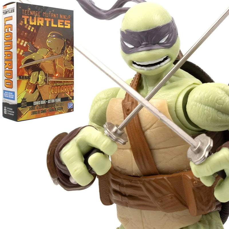Teenage Mutant Ninja Turtles BST AXN IDW Leonardo Action Figure and Comic Book Set - Paradise Hobbies LLC