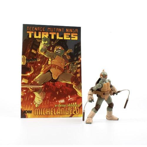 Teenage Mutant Ninja Turtles BST AXN IDW Michelangelo Action Figure and Comic Book Set - Paradise Hobbies LLC