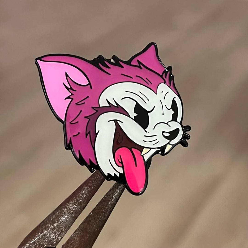 Xeno Pop - Cartoon Creepies-Cartoon Cat Head-1.5" Hard Enamel pin - Paradise Hobbies LLC