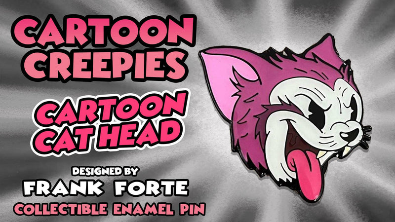 Xeno Pop - Cartoon Creepies-Cartoon Cat Head-1.5" Hard Enamel pin - Paradise Hobbies LLC