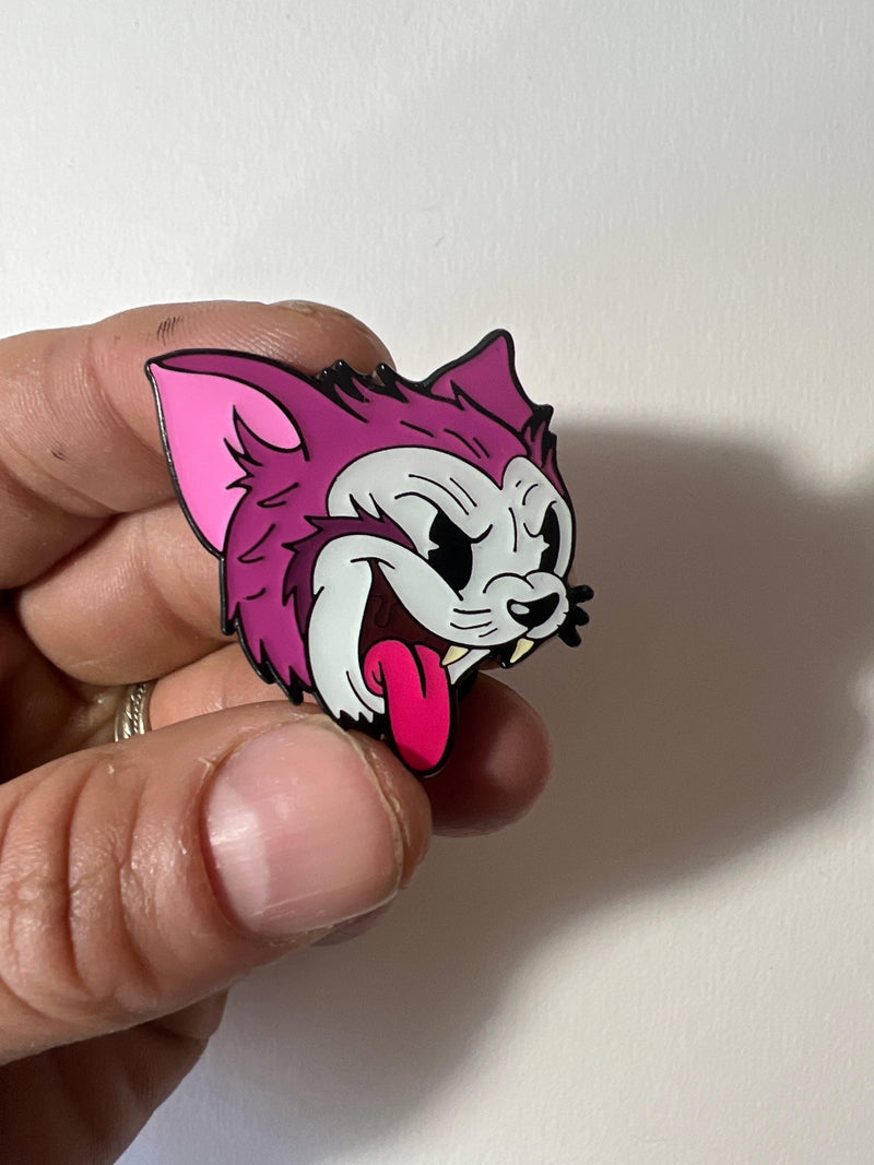 Xeno Pop - Cartoon Creepies-Cartoon Cat Head-1.5" Hard Enamel pin - Paradise Hobbies LLC