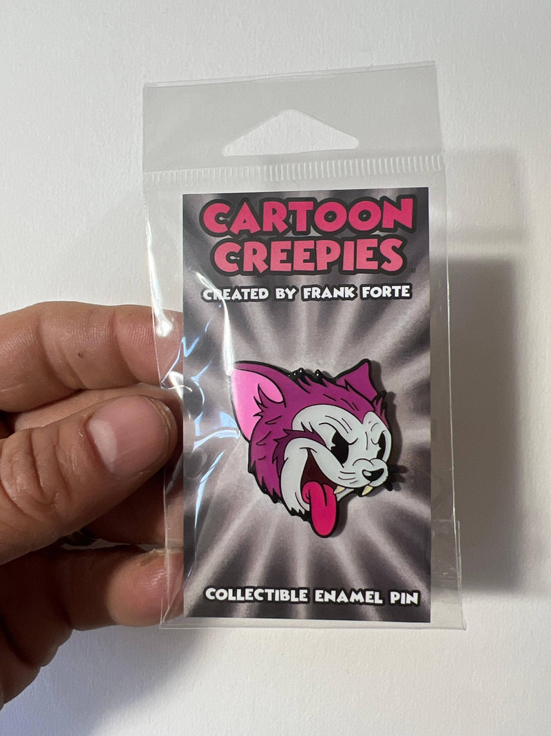 Xeno Pop - Cartoon Creepies-Cartoon Cat Head-1.5" Hard Enamel pin - Paradise Hobbies LLC