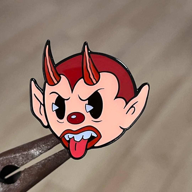 Xeno Pop - Cartoon Creepies-Little Devil Head-1.5" Hard Enamel - Paradise Hobbies LLC