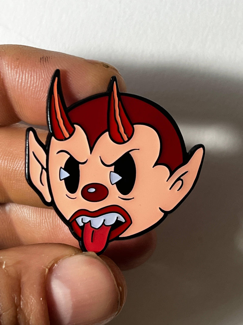 Xeno Pop - Cartoon Creepies-Little Devil Head-1.5" Hard Enamel - Paradise Hobbies LLC