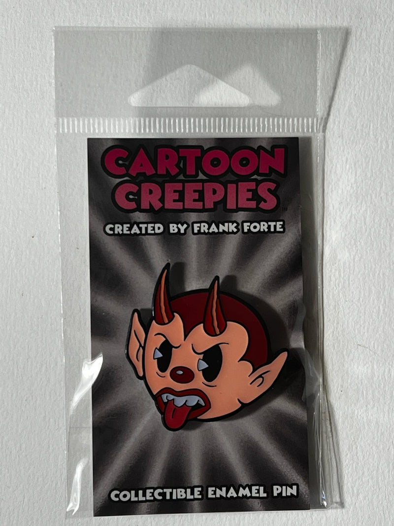 Xeno Pop - Cartoon Creepies-Little Devil Head-1.5" Hard Enamel - Paradise Hobbies LLC