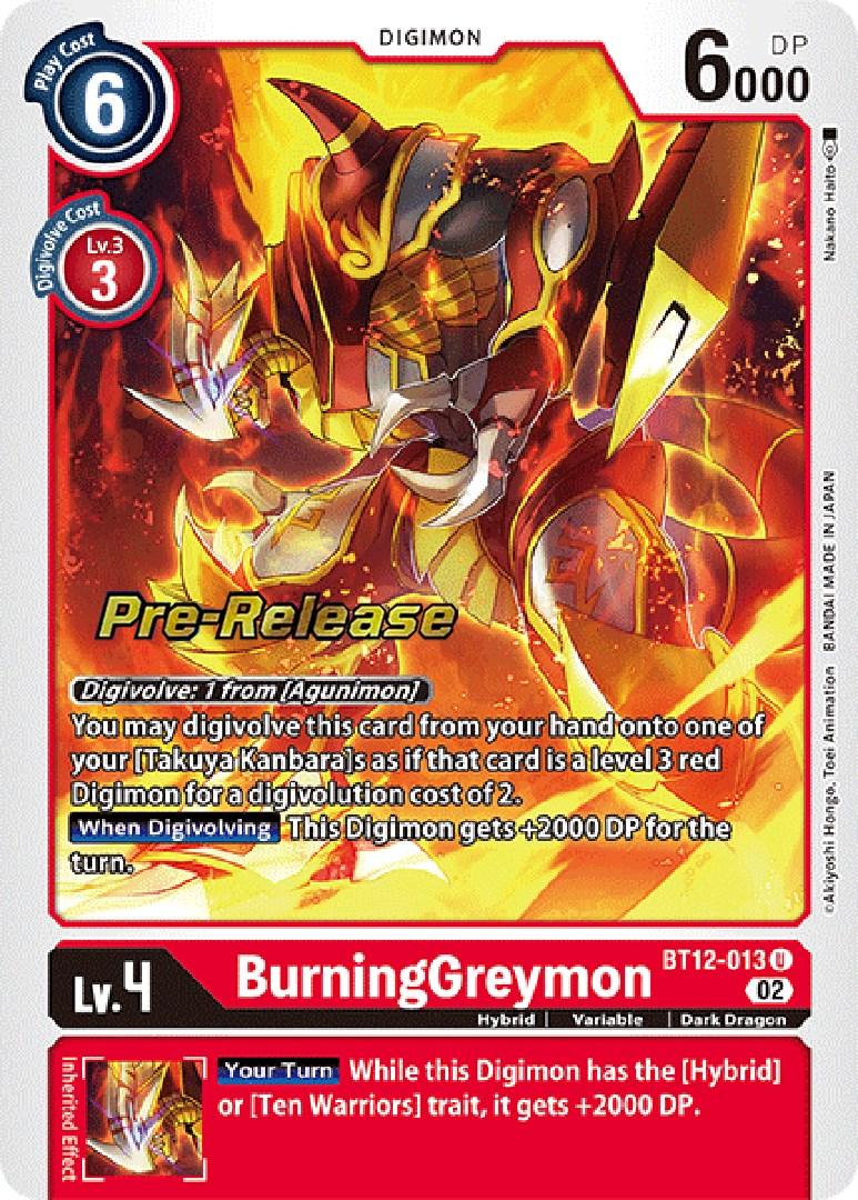 BurningGreymon [BT12-013] [Across Time Pre-Release Cards] - Paradise Hobbies LLC