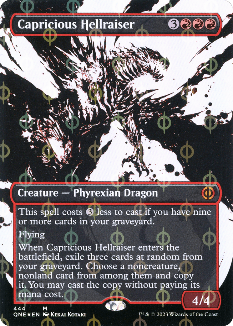 Capricious Hellraiser (Borderless Ichor Step-and-Compleat Foil) [Phyrexia: All Will Be One] - Paradise Hobbies LLC