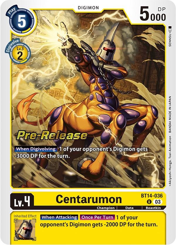 Centarumon [BT14-036] [Blast Ace Pre-Release Cards] - Paradise Hobbies LLC