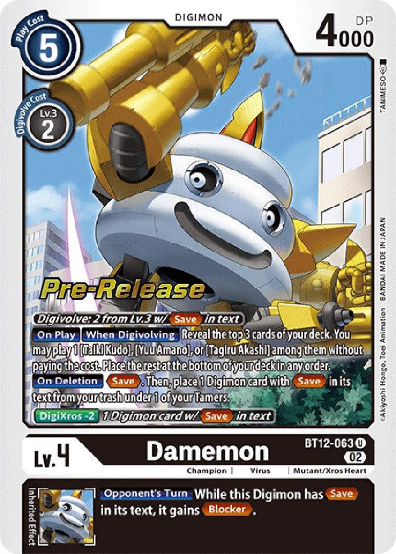 Damemon [BT12-063] [Across Time Pre-Release Cards] - Paradise Hobbies LLC