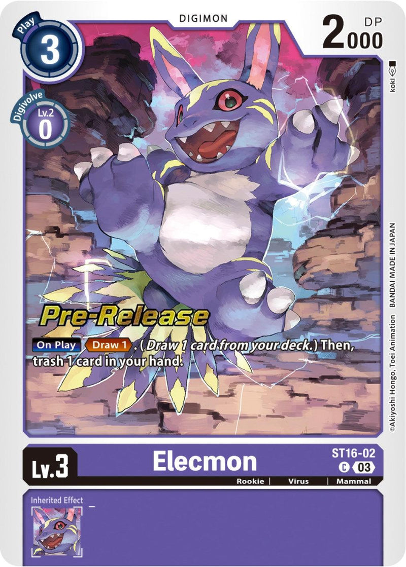 Elecmon [ST16-02] [Starter Deck: Wolf of Friendship Pre-Release Cards] - Paradise Hobbies LLC