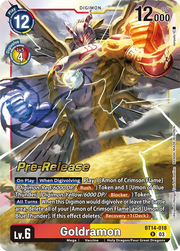 Goldramon [BT14-018] [Blast Ace Pre-Release Cards] - Paradise Hobbies LLC