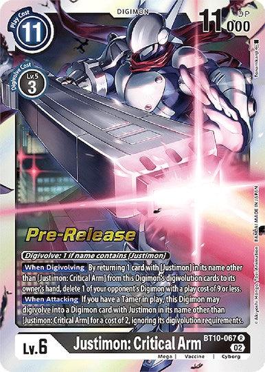 Justimon: Critical Arm [BT10-067] [Xros Encounter Pre-Release Cards] - Paradise Hobbies LLC