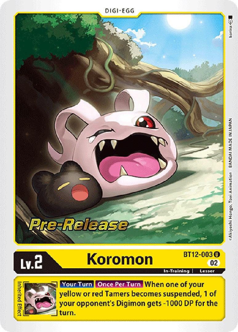 Koromon [BT12-003] [Across Time Pre-Release Cards] - Paradise Hobbies LLC