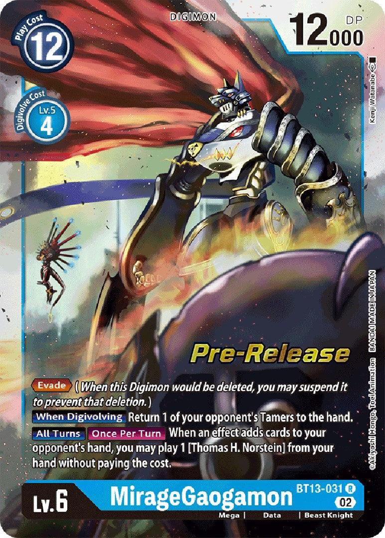 MirageGaogamon [BT13-031] [Versus Royal Knight Booster Pre-Release Cards] - Paradise Hobbies LLC