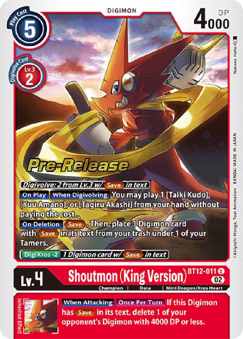 Shoutmon (King Version) [BT12-011] [Across Time Pre-Release Cards] - Paradise Hobbies LLC