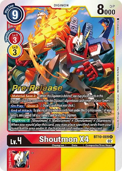 Shoutmon X4 [BT10-009] [Xros Encounter Pre-Release Cards] - Paradise Hobbies LLC