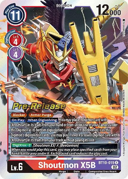 Shoutmon X5B [BT10-015] [Xros Encounter Pre-Release Cards] - Paradise Hobbies LLC