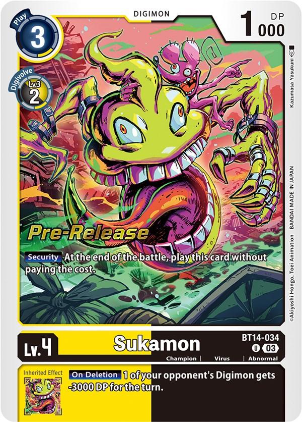 Sukamon [BT14-034] [Blast Ace Pre-Release Cards] - Paradise Hobbies LLC