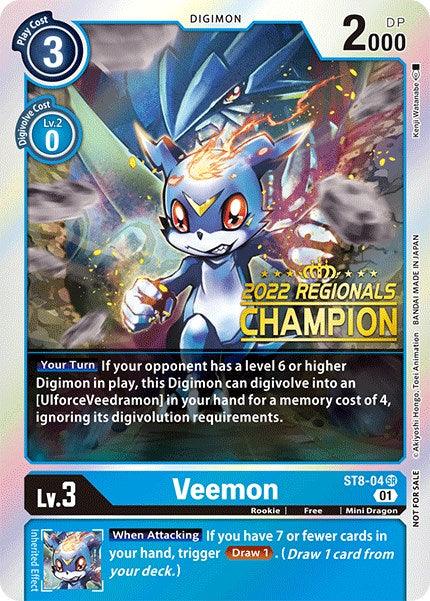 Veemon [ST8-04] (2022 Championship Online Regional) (Online Champion) [Starter Deck: Ulforce Veedramon Promos] - Paradise Hobbies LLC