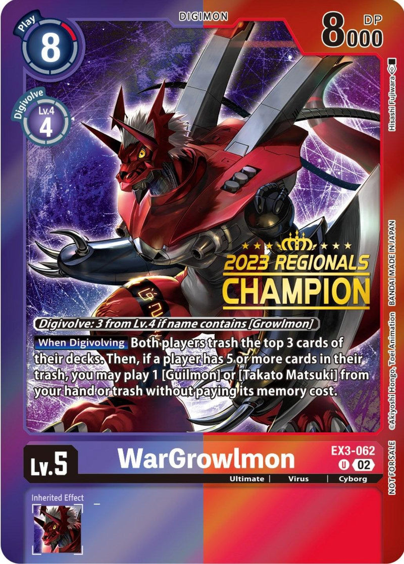 WarGrowlmon [EX3-062] (2023 Regionals Champion) [Draconic Roar Promos] - Paradise Hobbies LLC