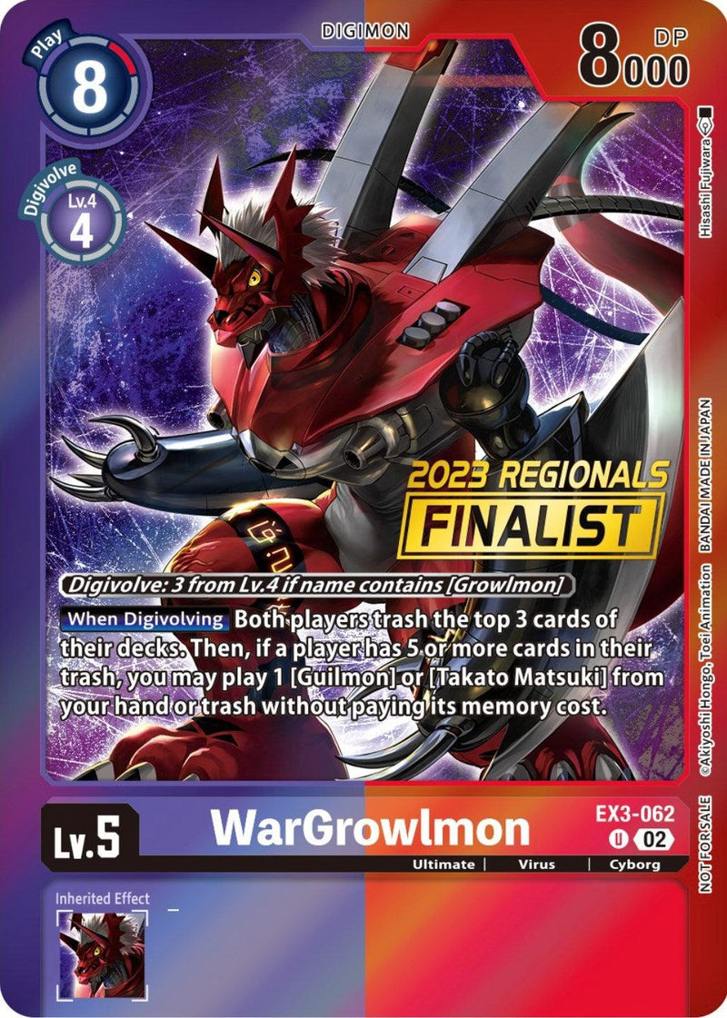 WarGrowlmon [EX3-062] (2023 Regionals Finalist) [Draconic Roar Promos] - Paradise Hobbies LLC