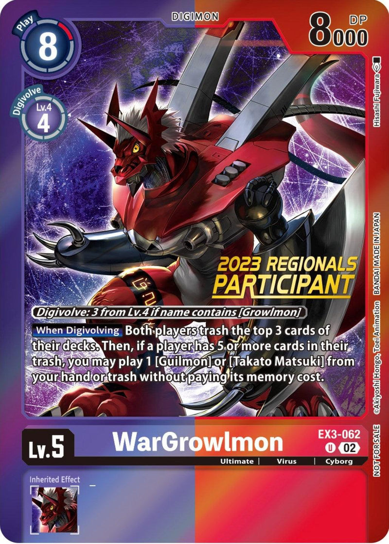 WarGrowlmon [EX3-062] (2023 Regionals Participant) [Draconic Roar Promos] - Paradise Hobbies LLC