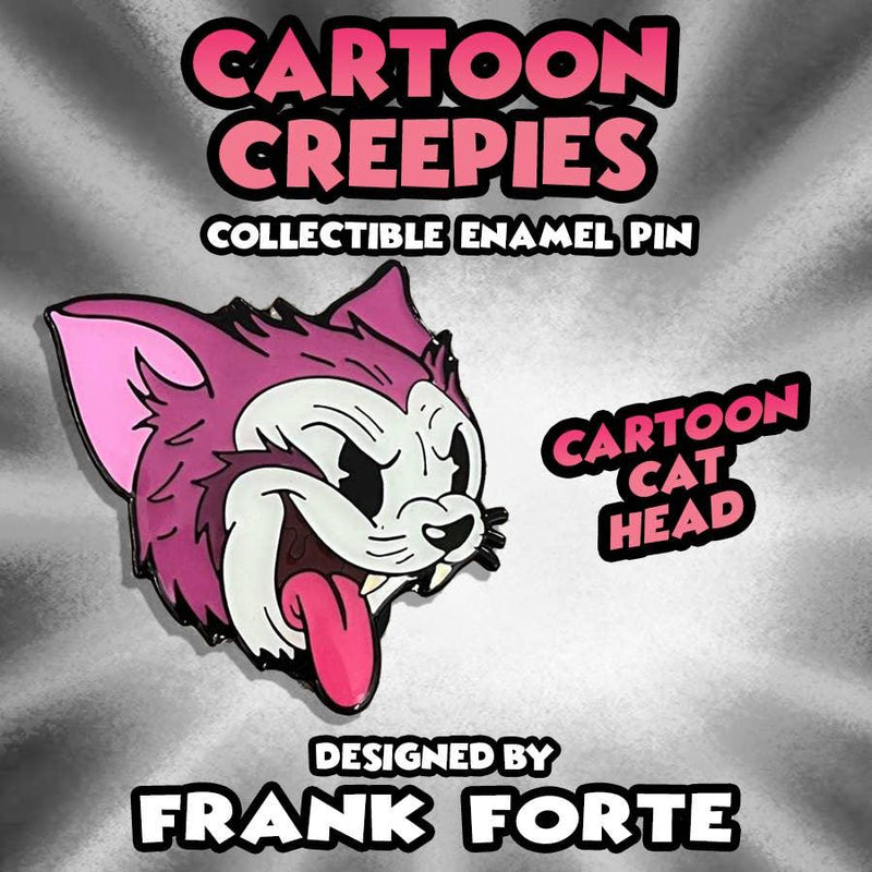 Xeno Pop - Cartoon Creepies-Cartoon Cat Head-1.5" Hard Enamel pin - Paradise Hobbies LLC